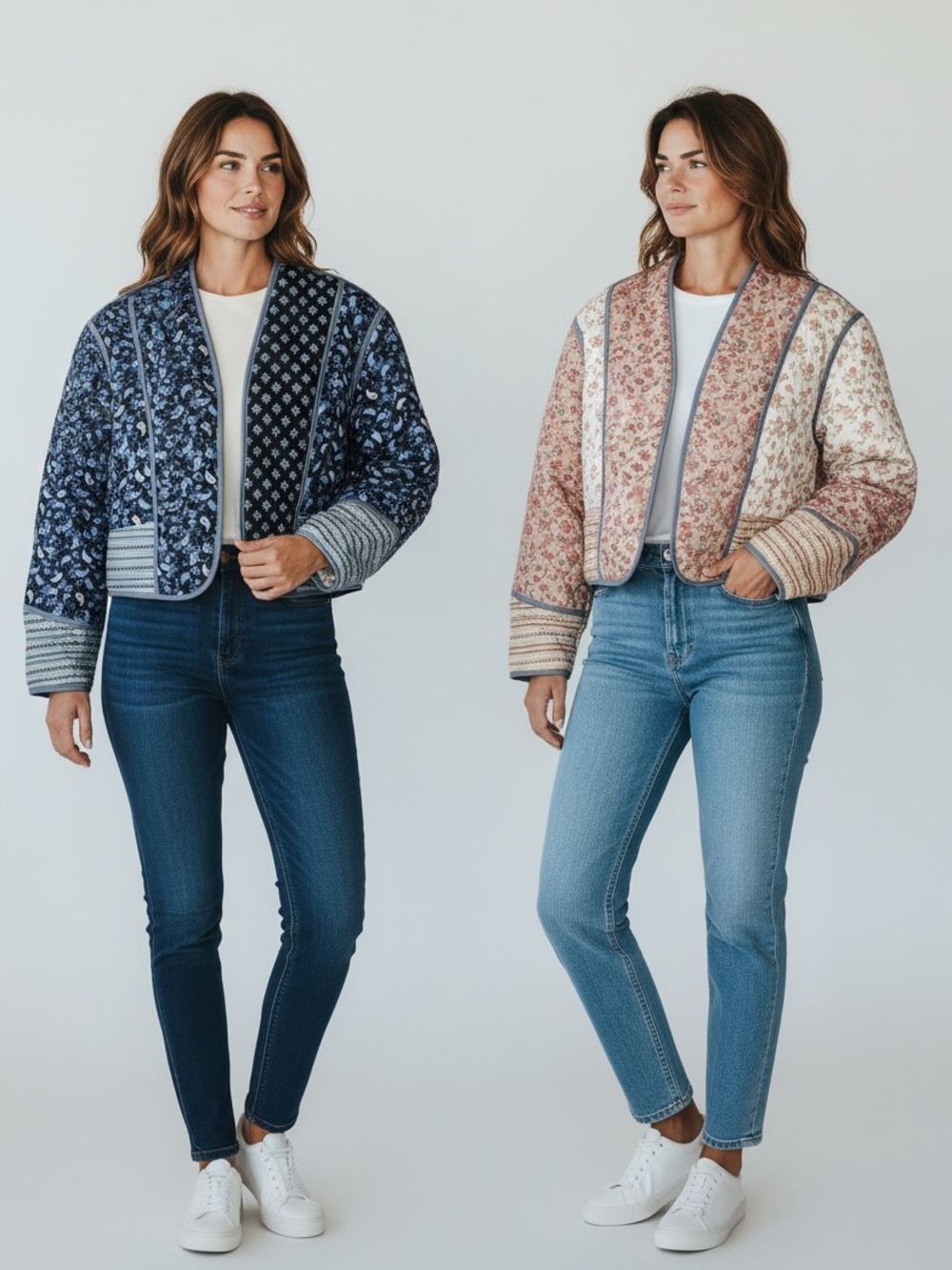 Commense Reversible Quilted
Jacket Blue Paisley Floral